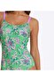 Women's Green Floral Print Fixed Thin Covered Round Neck t Shaping / Sculpting Swimsuit - 3