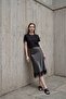 My Fashion Lace Detailed Satin Midi Skirt - 6