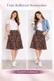 Patterned Burumcuk A-Line Women's Skirt Below the Knee Comfortable Fit Daily Office Stylish Combination - 8