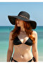 Black Leopard Detailed Summer Straw Beach Hat - Adjustable Wide Brim Straw Hat - 6