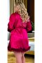 New Season Burgundy Satin Special Design Bride Written Feathered Oversized (Oversize) Dressing Gown - 4