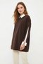 Bitter Brown Shirt Collar Stone Detailed Sleeve Tunic 8274