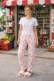 100% Cotton Red Plaid Knitted Women's Pajama Bottoms
