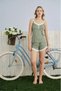 Women's Dublin Fabric Lace Detailed Rope Strap Pistachio Green Shorts Set