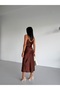 Strappy Collar Satin Midi Dress - 5