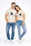 Lover's Combination Astronaut Printed Couple T-Shirt Oversize Unisex Partner T-Shirt Set of 2 Beige