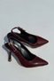 Tao Burgundy Patent Leather Slingback Pointed Toe Thin Heel Stylish Heeled Shoes - 5