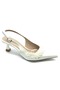 Feles Beaded Detailed Open Back Stiletto Women's Heeled Shoes White - 5