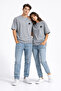 Lover Combination Minimal Space Planet Printed Couple T-Shirt Oversize Unisex Set of 2