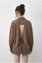 Women's Brown Back-Tie Detailed Self-Striped Shirt 0004 60286030