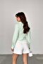 Women's Green Striped Lacing Detailed Shirt - Cotton Blend Mlb161 - 6