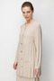 Women's Crew Neck Pleated Long Knitwear Jacket Beige - 4