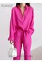 Ladies 2 Piece Suit Comfortable Cotton Linen, for Daily Commute - Shirt and Wide Leg Pants Set with - 2