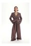 Arisa Belt Detail Brown Blazer Jacket - 4