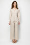 Women's Polo Collar Long Sleeve Fine Knit Jacket Beige - 2