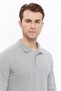 Men's Long Sleeve Polo Neck Cotton T-Shirt Long Sleeve t Shirt Gray Melange - 4