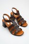 S15 Metal Detailed and Side Elastic Women's 6 cm Heeled Stylish Women's Daily Sandals Shoes - 4
