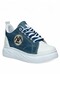 Mdl Blue White Lace-Up Linen Women's Sneakers - 2