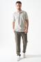 Men's Khaki Half-Elastic Waist Mendi Knitted Jacquard Trousers