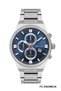 Silver Color Men's Wristwatch |   42mm Steel Case, Silver Metal Band, Navy Blue Dial - 5