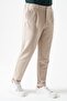 Men's V008-Beige Side Elasticated Linen Effect Tristan Woven Single Pleated Double Leg Trousers - 5