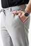 Men's Gray Waist Half Elastic Knitted Jacquard Trousers - 6