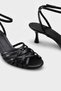 Women's Oval Toe Thin Strap B Ankle-Tie Heeled Daily Shoes S Sandals Minori Black - 5