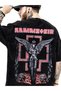 Unisex Black Oversized 100% Cotton Back and Front Printed Crew Neck Street Style T-Shirt Rammstein