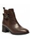 Brown Zippered Heeled Buckled Casual Women's Boots - 2