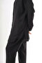 Snap Fastener Front Aller Detail Linen Fabric Trousers Set 906 Black - 3