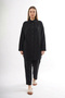 Snap Fastener Front Aller Detail Linen Fabric Trousers Set 906 Black