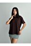 Crew Neck Brown Modal Fabric Women's T-Shirt - 8