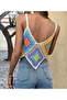 Megahan Boutique Colorful Hand-Knitted Patterned Crochet Heat Trend White Bustier - 2