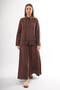 Front Zippered Aller Detail Linen Fabric Skirt Suit 905 Brown - 2