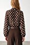 Boyun Tie-Detail Polka Dot Patterned Shirt Brown - 3