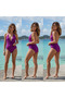 Women's Beachwear Lace Fuchsia Patterned Swimsuit Bb2399 - 2