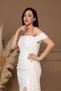 dantelă Rochie lungă cu decolteu bărcuță - ALBĂ - 3