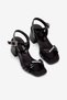 Girl's Black PU Sole Stone Detailed Design Heeled Shoes