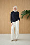 Women's Long Sleeve Gathered Detail Blouse Navy Blue - 4