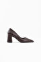 Bitter brown leather women's heeled shoes tr08ms16c