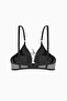 Lace Bra with Lacing Detail - Without Padding - Fashion - 2579 - Black - 2