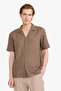Polo Collar Linen Blend Short Sleeve Shirt G1498Ax26Sp - 5