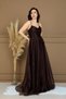 Organza chiffon fabric rope detailed evening dress - brown - 7