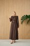 Women's Shawl Detailed Belt Piece Poplin Dress Brown - 6