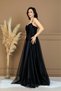 Organza Chiffon Fabric Evening Dress with String Detail - Black - 6
