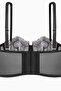Glittery Tulle Embroidered Li Bustier Bra - Cup-Free - Fashion - 2586 - Black - 3