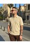 Men's Natural Linen Polo Collar T-Shirt - 3