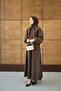 Women's Scarf Collar Cupra Skirt Suit Brown - 6