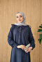 Women's Shirt Collar Silver Button Detail Suit Navy Blue - 6