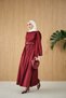 Women's Shawl Detailed Belt Piece Poplin Dress Burgundy - 3